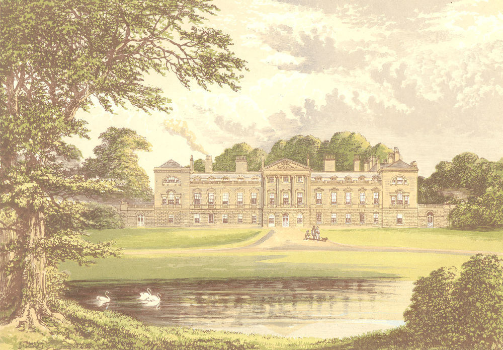 WOBURN ABBEY, Woburn, Bedfordshire (Duke of Bedford) 1890 old antique print